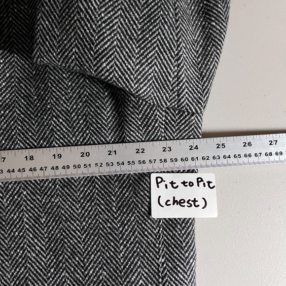 Luciano Barbera Wool Cashmere Herringbone Italy Blazer Coat Jacket Men's Size 56 - Picture 9 of 13